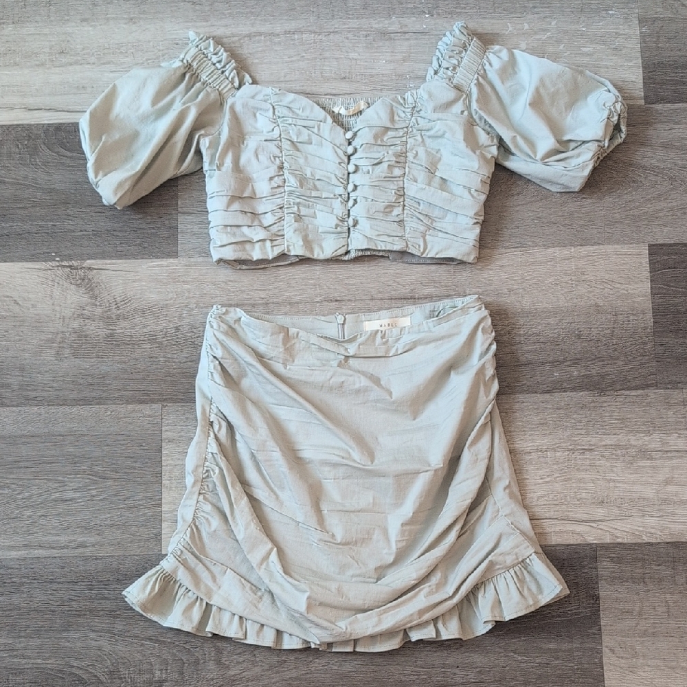 Mable Puff Sleeve Ruffle Skirt And Top Set